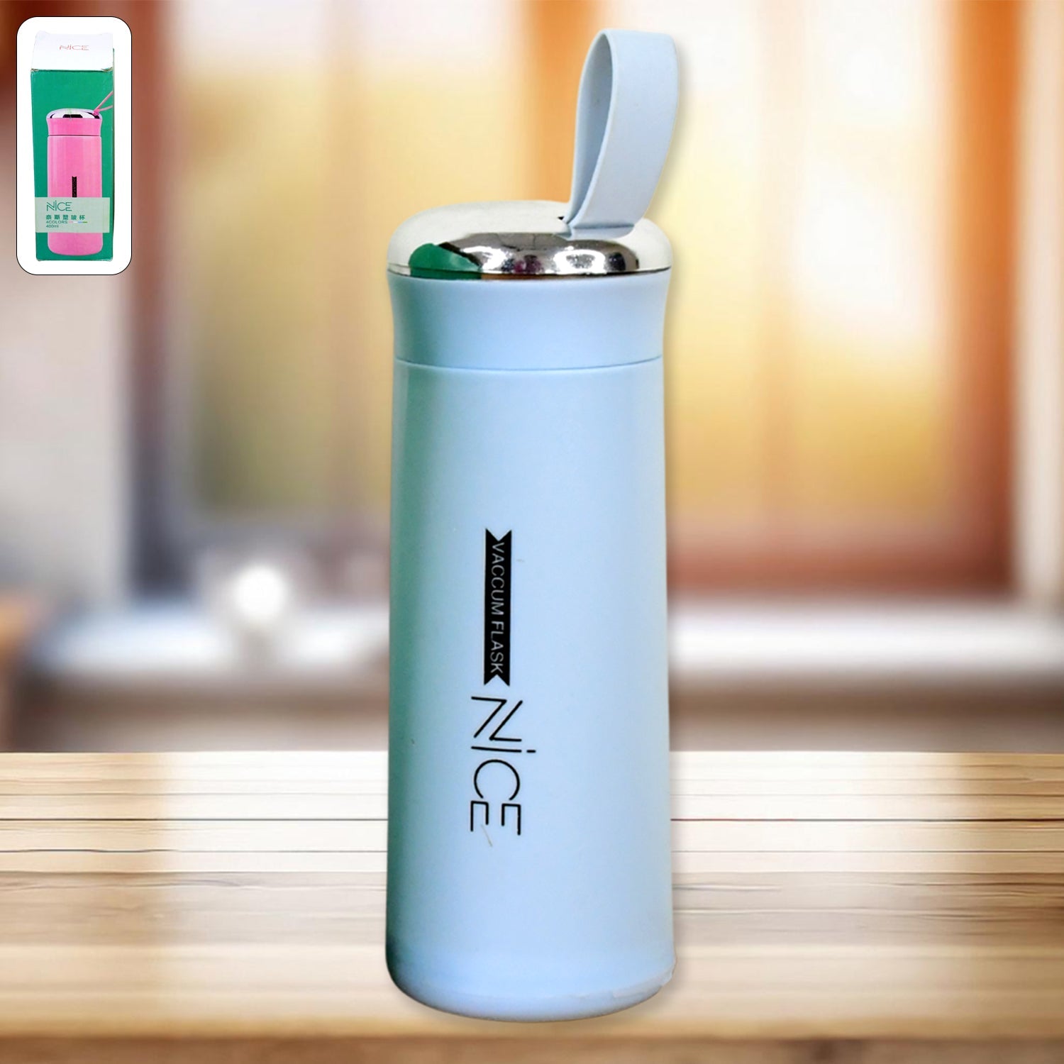 Water bottle 400ml leak proof, glass water bottle with daily water intake for gym and children, Nice Bottle (1 pc / Light Blue Color) Water bottle 400ml leak proof, glass water bottle with daily water intake for gym and children, Nice Bottle (1 pc / Light Blue Color)